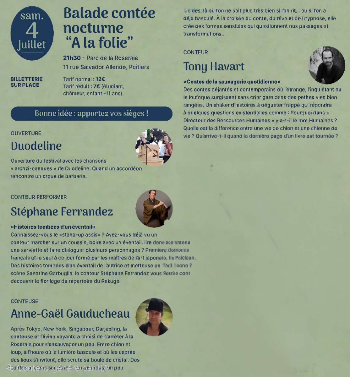 Balade contée à la Roseraie de Poitiers ce samedi 4 juillet à 21h30