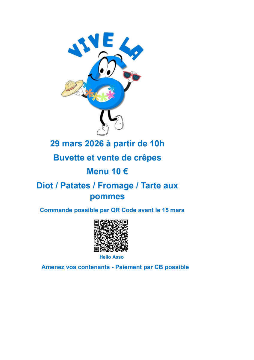 Buvette et vente crêpes, diots, fromage…