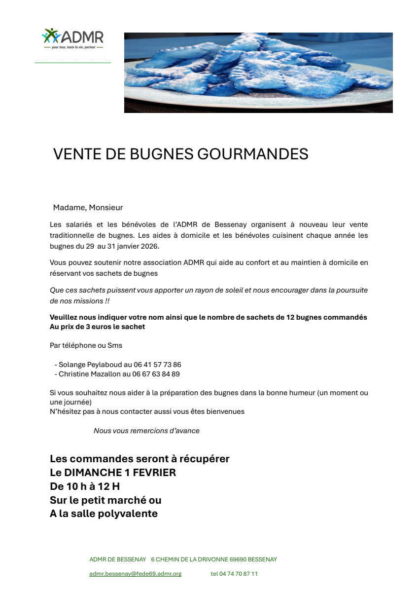 Vente de bugnes
