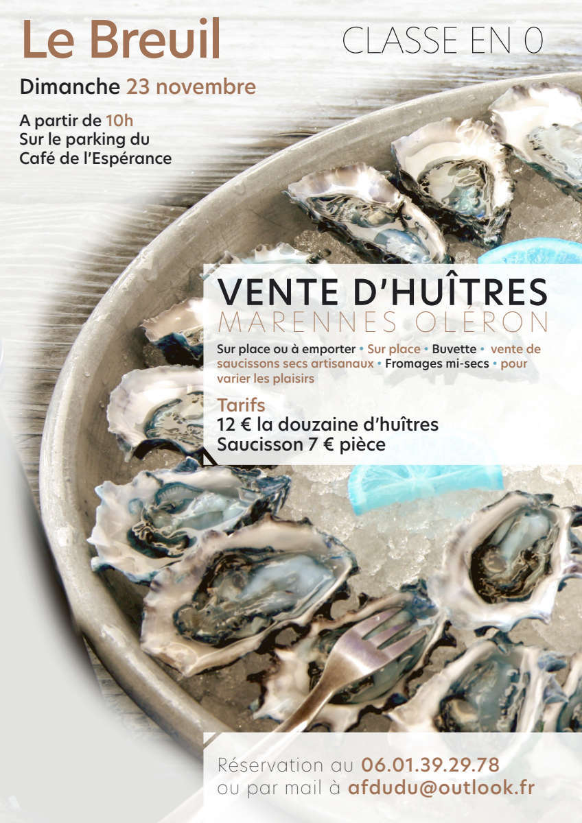 Vente d’huîtres - classes en 0