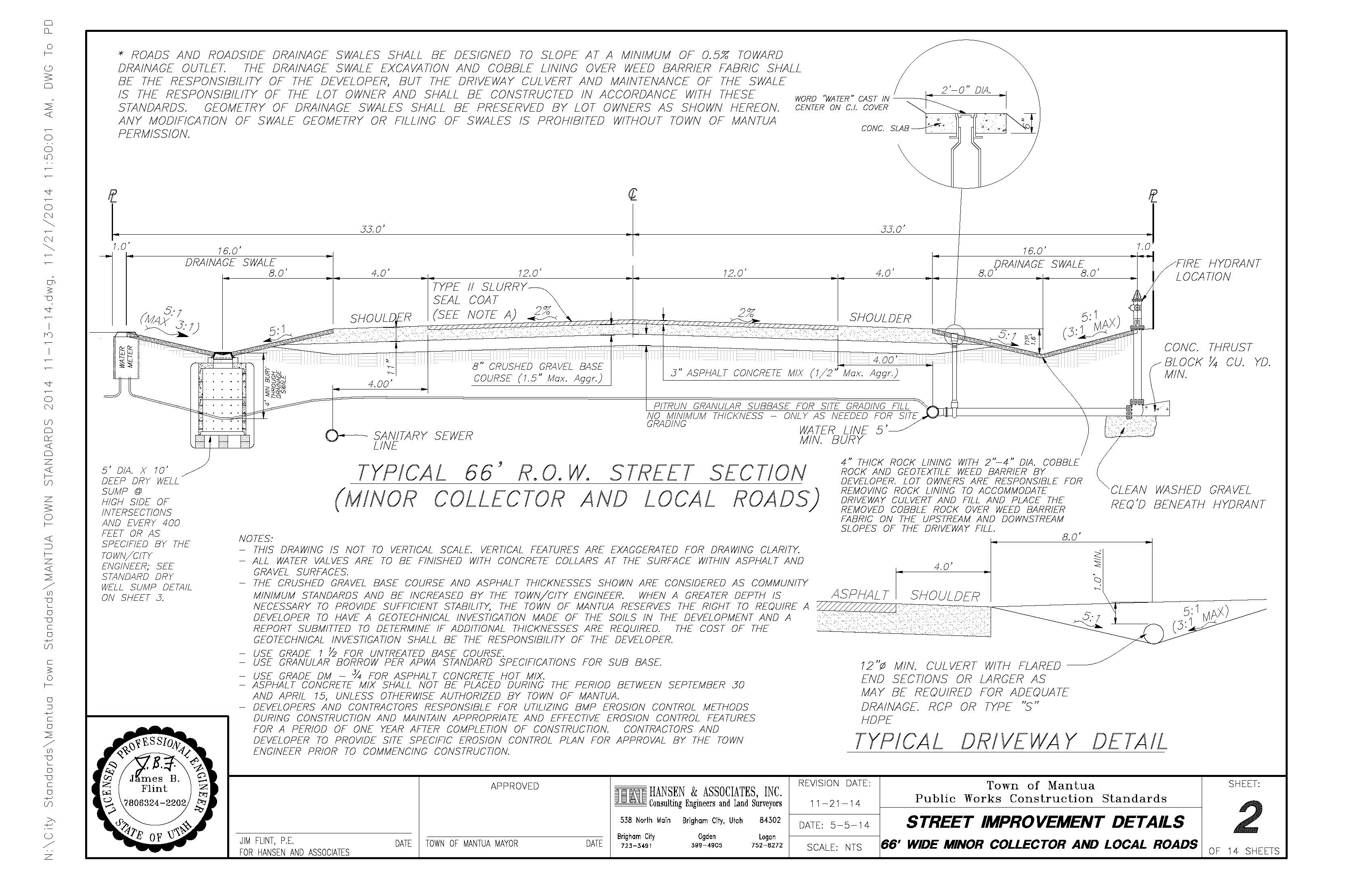 Street Improvement Details 66' Wide Minor Collector And Local Roads