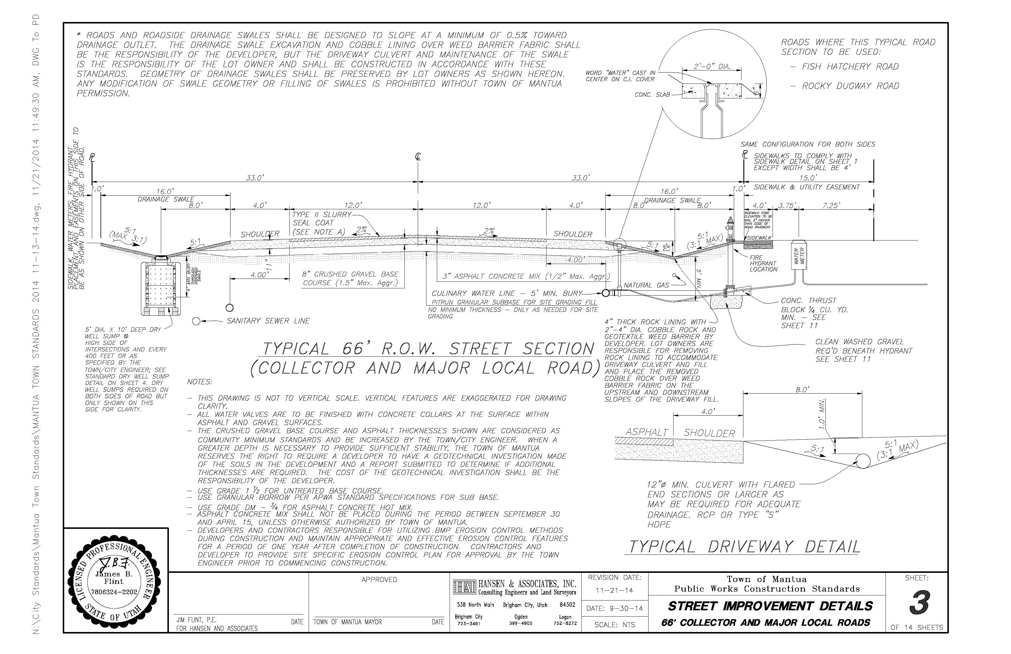 Street Improvement Details 66' Collector And Major Local Roads