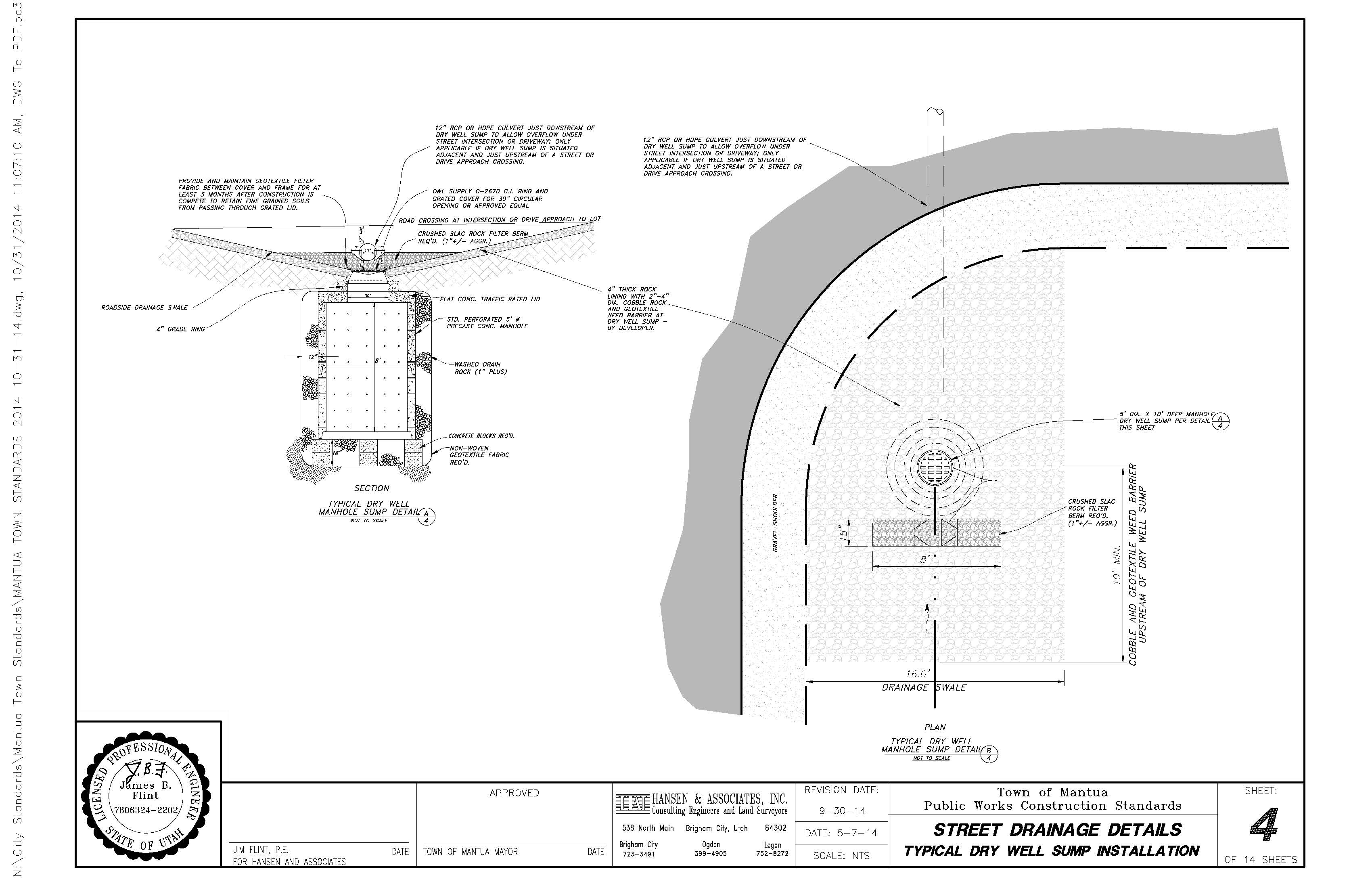 Street Drainage Details Typical Dry Well Sump Installation