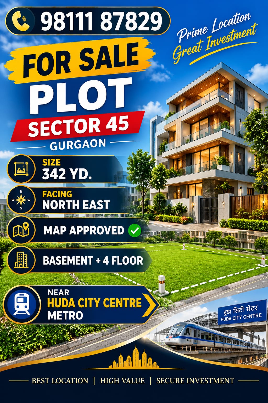 342 sq yd Plot for Sale in Sector 45, Gurugram