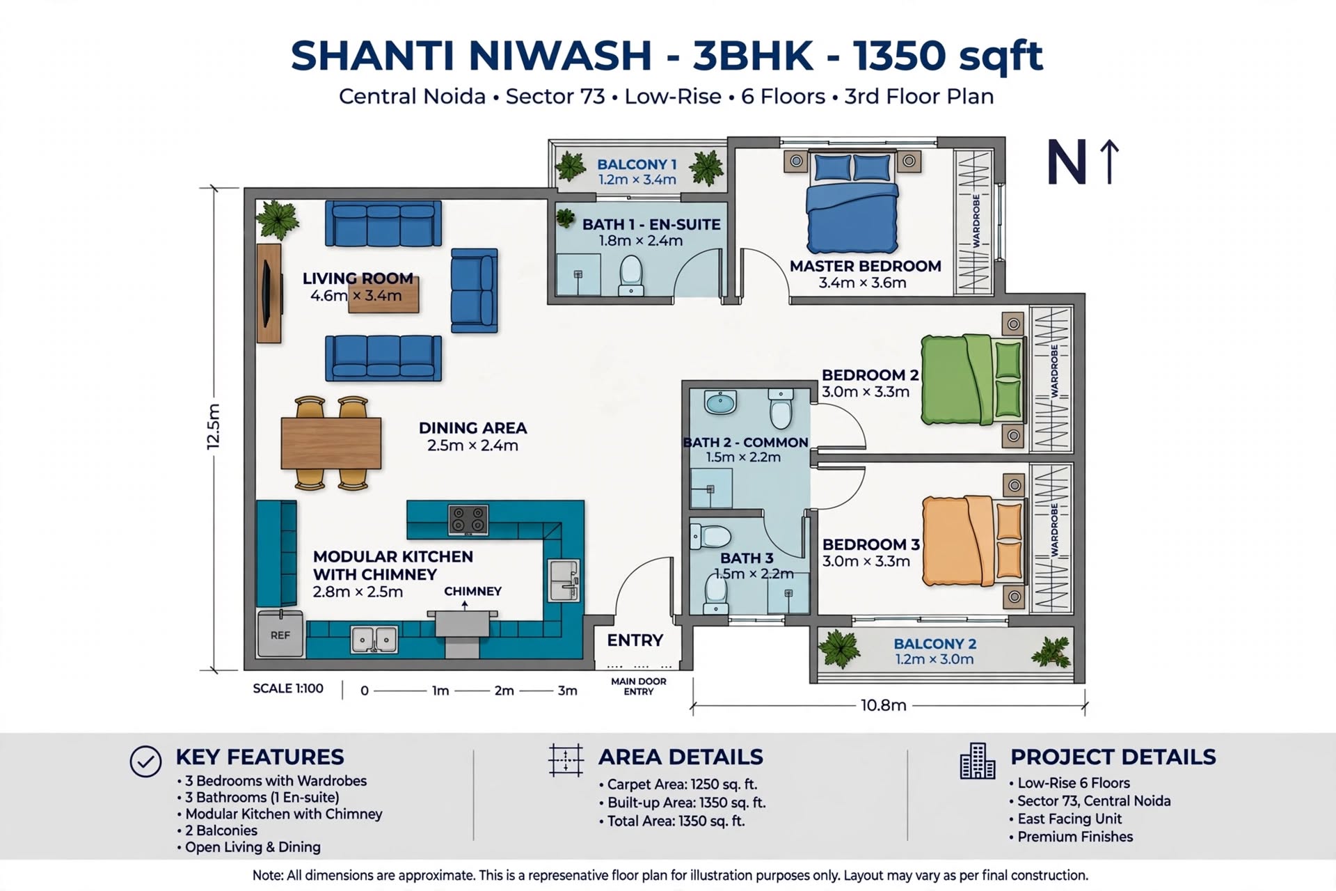 3 BHK Builder Floor for Sale in Sector 73, Noida