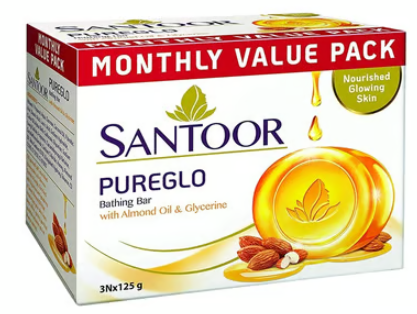Santoor PureGlo Glycerine Soap - Buy 2 Get 1 Free