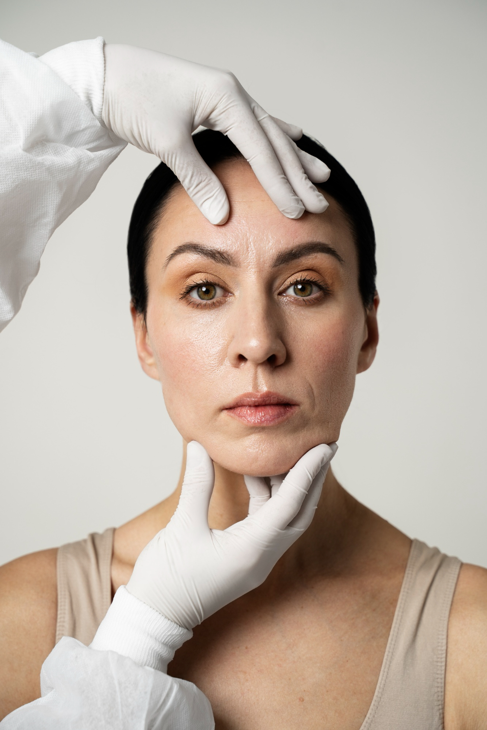 A close-up of smooth, even-toned skin after a chemical peel treatment.
