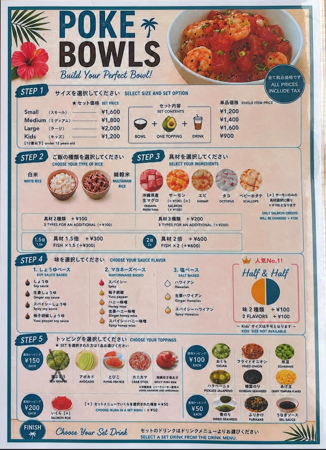 メニューの一覧表の画像
