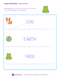 Letters & Words - Frog | Reading & Writing Worksheet