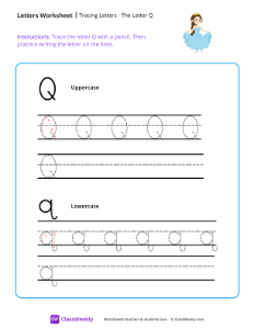 Tracing Letters - The Letter Q | Reading & Writing Worksheet