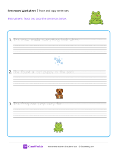 Trace and copy sentences - Frog | Reading & Writing Worksheet