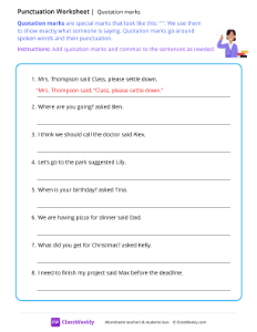 Quotation Marks - Teacher | Grammar Worksheet