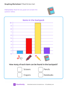 Read The Bar Chart - Notebook | Math Worksheet