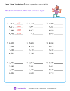 Ordering numbers (up to 10,000) - Weights | Math Worksheet