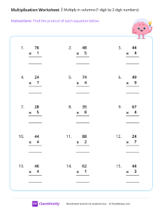 Multiply 1 digit by 2 digits - Idea | Math Worksheet