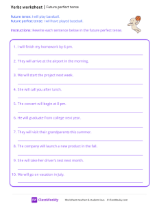 Future Perfect Tenses - Dunk | Grammar Worksheet