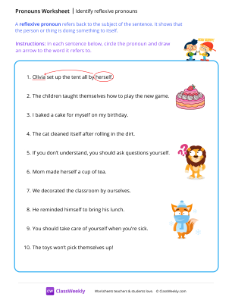 Identify reflexive pronouns - Buddy | Grammar Worksheet