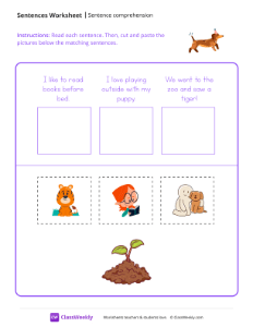 Read, Cut and Paste - Birthday Pup | Reading & Writing Worksheet