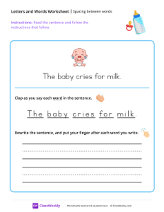 Spacing between words - Milk | Reading & Writing Worksheet