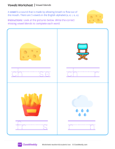 Vowel Blends - Cheese | Reading & Writing Worksheet