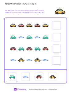 Patterns of objects - Car | Math Worksheet