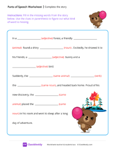 Complete the story - Bear | Grammar Worksheet