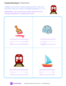 Vowel Blends - Train | Reading & Writing Worksheet