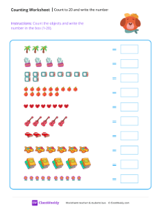 Counting Objects (1-20) - Pup Scout | Math Worksheet