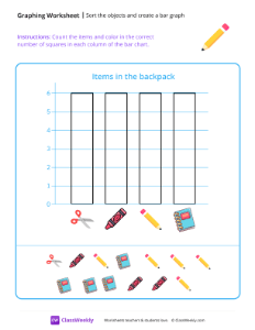 Sort the objects and create a bar graph - Pencil | Math Worksheet