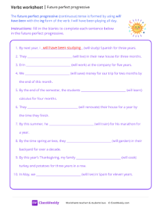 Future Perfect Progressive - Sun Zen | Grammar Worksheet