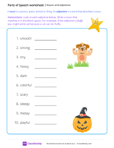 Nouns and adjectives - Star | Grammar Worksheet