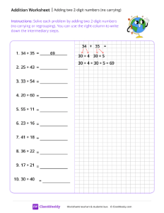 Adding two 2-digit Numbers (no carrying) - Smart Planet | Math Worksheet