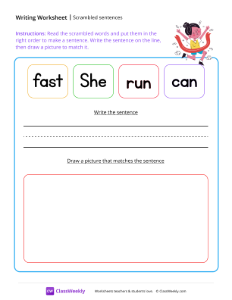 Scrambled sentences - Run | Reading & Writing Worksheet