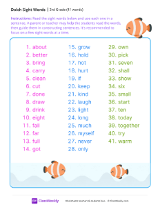 3rd Grade Dolch Sight Words List | Sight words Resource