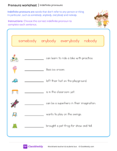 Indefinite pronouns - party | Grammar Worksheet