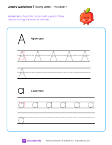 worksheet-Tracing-Letters---The-Letter-A