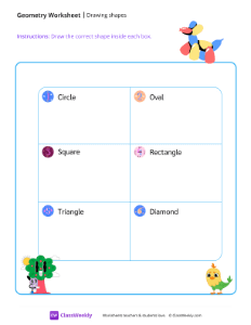 Drawing Shapes - Dog | Math Worksheet