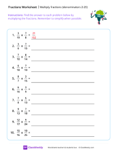 worksheet-Multiply-Fractions-(Denominators-2-25)---Green-Robot