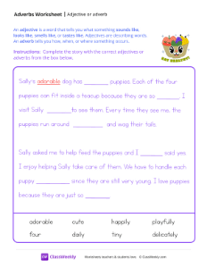 Adjective or Adverb - Fruit Basket | Grammar Worksheet