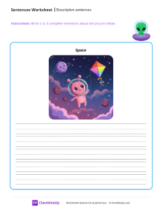 Descriptive sentences - Space | Reading & Writing Worksheet