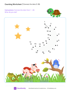 Connect the dots (1-20) - Turtle | Math Worksheet