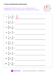 Multiply Fractions (Denominators 2-25) - Space Sketch | Math Worksheet