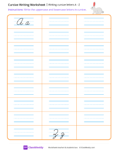 Writing cursive letters A - Z | Reading & Writing Worksheet