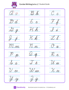 Cursive Writing A to Z - Student Guide | Cursive writing Resource