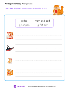 Writing phrases - Cat | Reading & Writing Worksheet