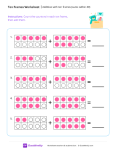 Addition with ten frames (sums within 20) - Toy | Math Worksheet