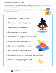 Linking verbs - Water | Grammar Worksheet