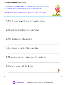 Past tense - Walk | Grammar Worksheet