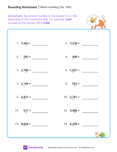 Mixed rounding (10s, 100s) - Lion | Math Worksheet