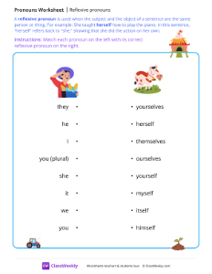 Reflexive pronouns - Farm | Grammar Worksheet